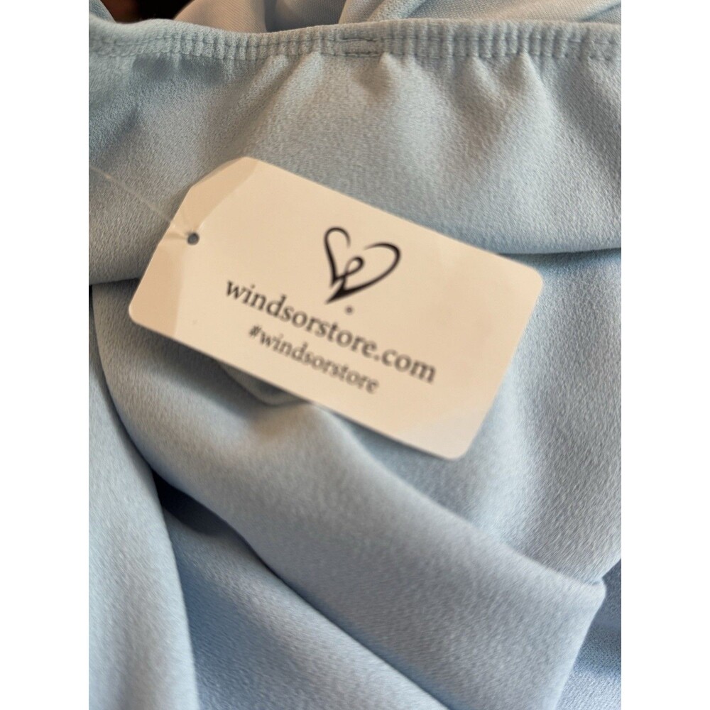 NWT Windsor Elegant Formal Light Blue Long Dress Sz S Ruffle Prom Wedding Party - Picture 3 of 11